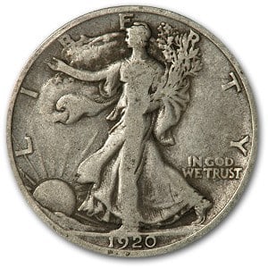1920-D Walking Liberty Half Dollar: 1920-D Walking Liberty Half Dollar VG SKU no: RBJ15235 Year: 1920 Grade: Very Good Grade Service: None Denomination: $0.50 Mint Mark: D - Denver Metal Content: 0.3575 troy oz Pur