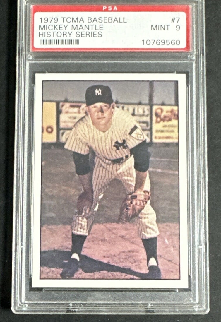 mickey mantle 1979 tcma baseball: mickey mantle 1979 tcma baseball history series #7 NY yankees HOF PSA 9 mint + Mickey Mantle 1979 TCMA Baseball History Series #7 NY Yankees HOF PSA 9 Mint + SKU no: 7937028620376