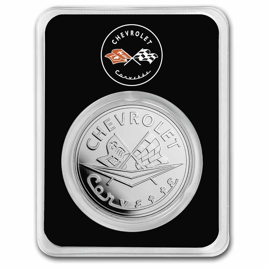 Corvette 1 oz Silver Classic: Corvette 1 oz Silver Classic Emblem Flags & Script w/ TEP SKU n: RBJ257934 Grade: None Grade Service: Other Mint Mark: N/A - Not Available Metal Content: 1 troy oz Purity: .999 Diameter: