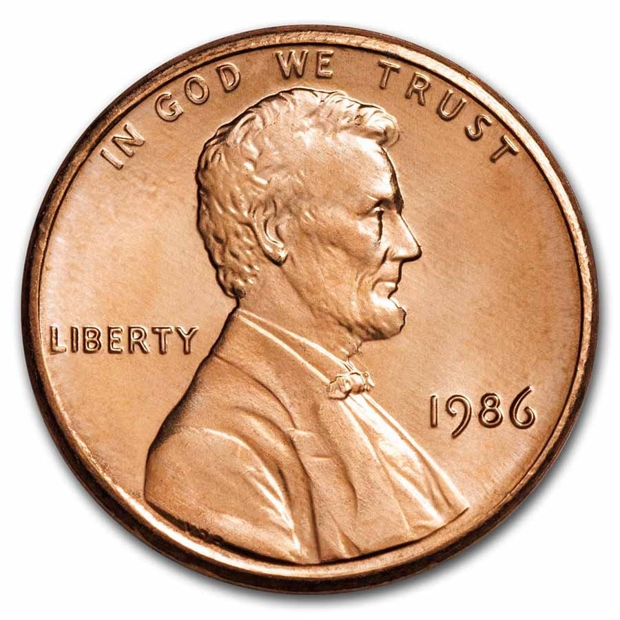 1986 Lincoln Cent BU (Red): 1986 Lincoln Cent BU (Red) SKU n: RBJ6790 Year: 1986 Grade: Brilliant Unc Grade Service: None Denomination: $0.01 Mint Mark: P - Philadelphia (Not Shown) Metal Content: 0 troy oz