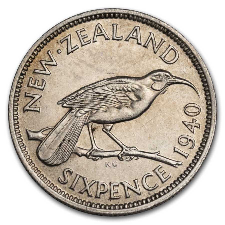 1937-1946 New Zealand Silver 6: 1937-1946 New Zealand Silver 6 Pence George VI AU SKU n: RBJ295319 Year: Varies Grade: Almost Unc Grade Service: None Denomination: 6 Pence Mint Mark: Not Shown Metal Content: 0.0455 troy