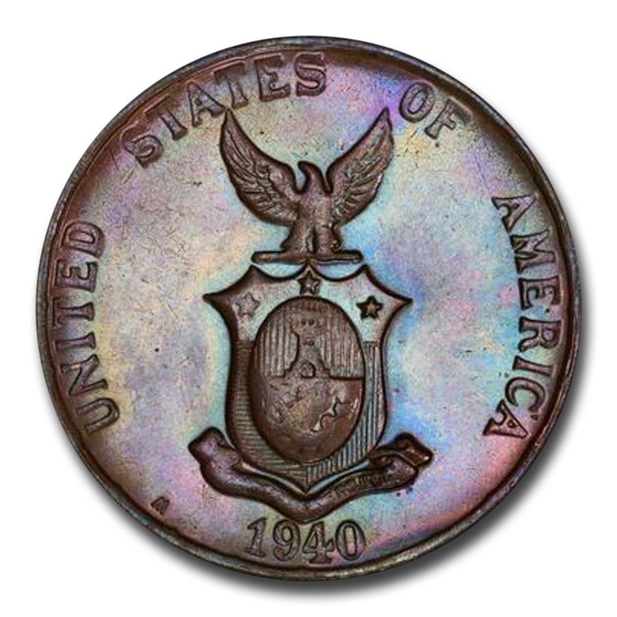 1940-M Philippines Centavo MS-65 PCGS: 1940-M Philippines Centavo MS-65 PCGS (Brown) SKU no: RBJ285800 Year: 1940 Grade Service: PCGS Denomination: 1 Centavo Metal Content: 0 troy oz Purity: None Diameter: 0 mm
