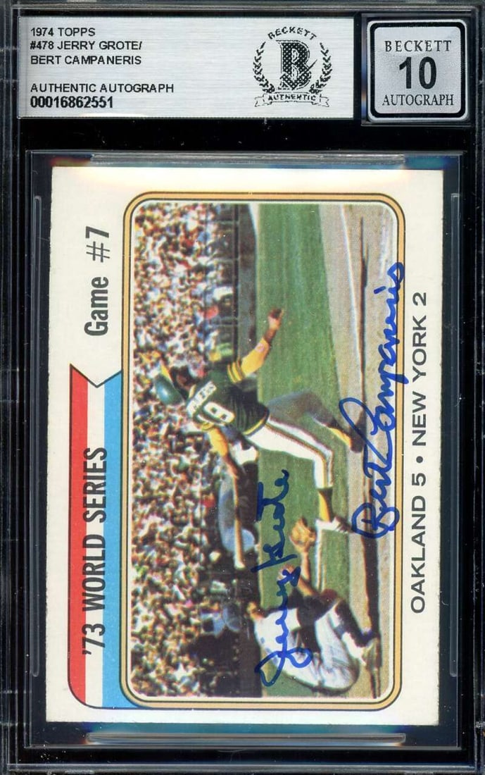 jerry grote bert campaneris GEM: jerry grote bert campaneris GEM mint 10 beckett BAS signed 1974 topps autograph Jerry Grote Bert Campaneris Gem Mint 10 Beckett BAS Signed 1974 Topps Autograph SKU no: RBJ8024920490072