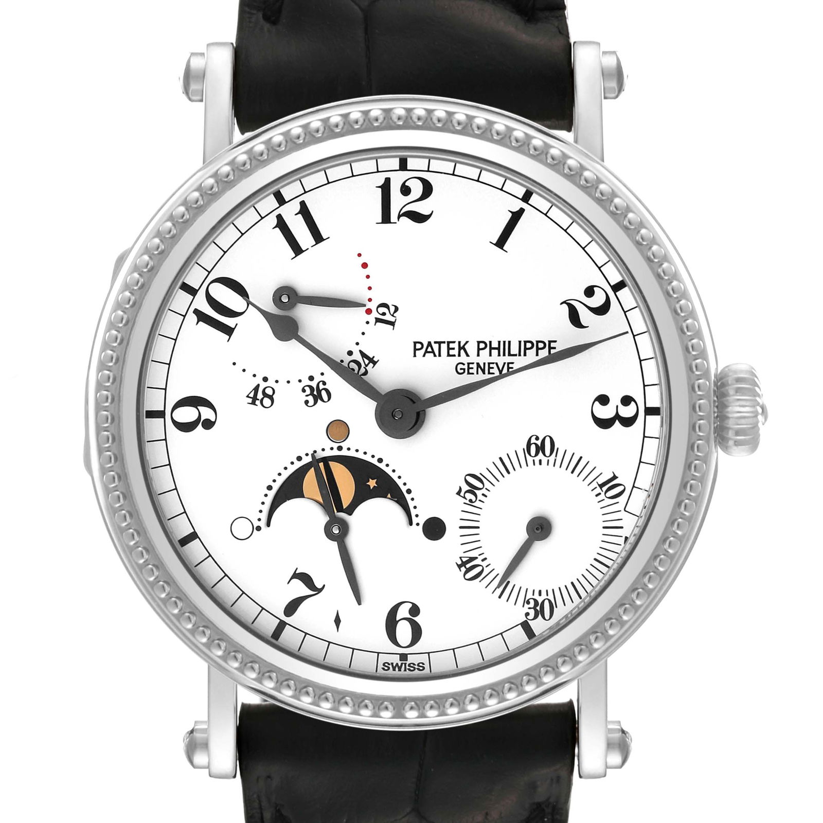 Patek Philippe Complications Moonphase White: Patek Philippe Complications Moonphase White Gold Watch 5015 SKU no: RBJ60753 Brand: Patek Philippe Model Name: Patek Philippe Complications Moonphase White Gold Watch 5015 Model Number: 5015 Serial N