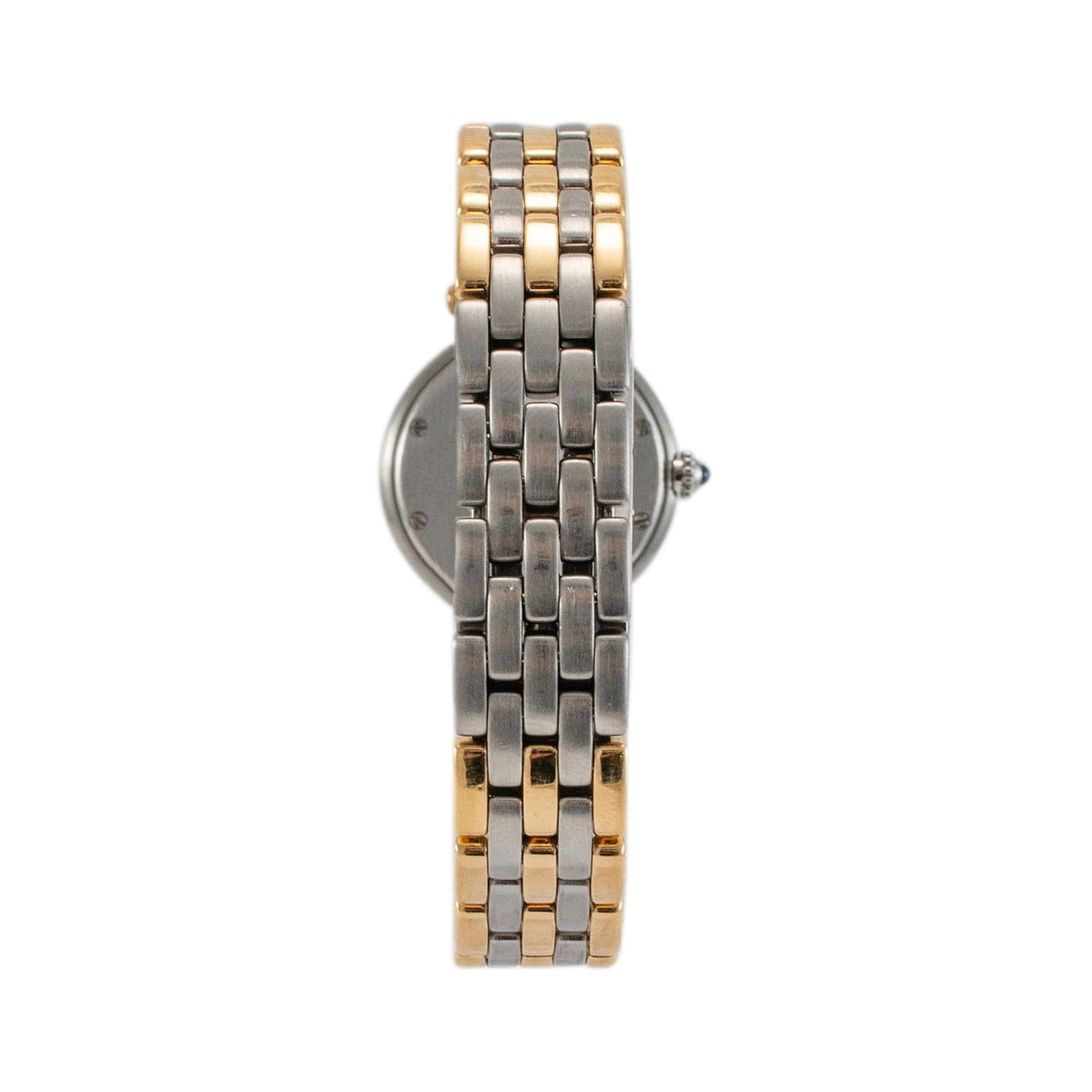 Cartier Panthere Vendome 24MM 166920: Cartier Panthere Vendome 24MM 166920 Three Row Yellow Gold & Steel Watch Brand: Cartier Case Material: Gold, 18k Gold, Yellow Gold, Steel Weight: 49.28 g Strap Material: Stainless Steel, Gold Case Sha