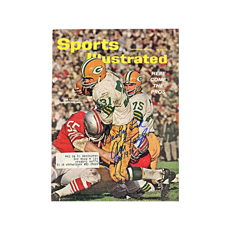 jim taylor green bay packers: jim taylor green bay packers autographed signed september 1962 sports illustrated (JSA COA) Jim Taylor Autographed Signed September 1962 Sports Illustrated (JSA COA)This is a full magazine SKU no: RBJ