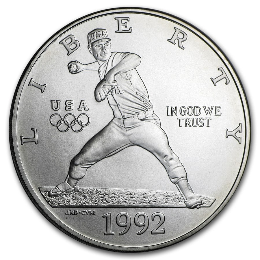 1992-D Olympic Baseball $1 Silver: 1992-D Olympic Baseball $1 Silver Commem BU (Capsule Only) SKU no: RBJ42809 Year: 1992 Grade: Brilliant Unc Grade Service: None Denomination: $1.00 Dollar Mint Mark: D - Denver Metal Cont