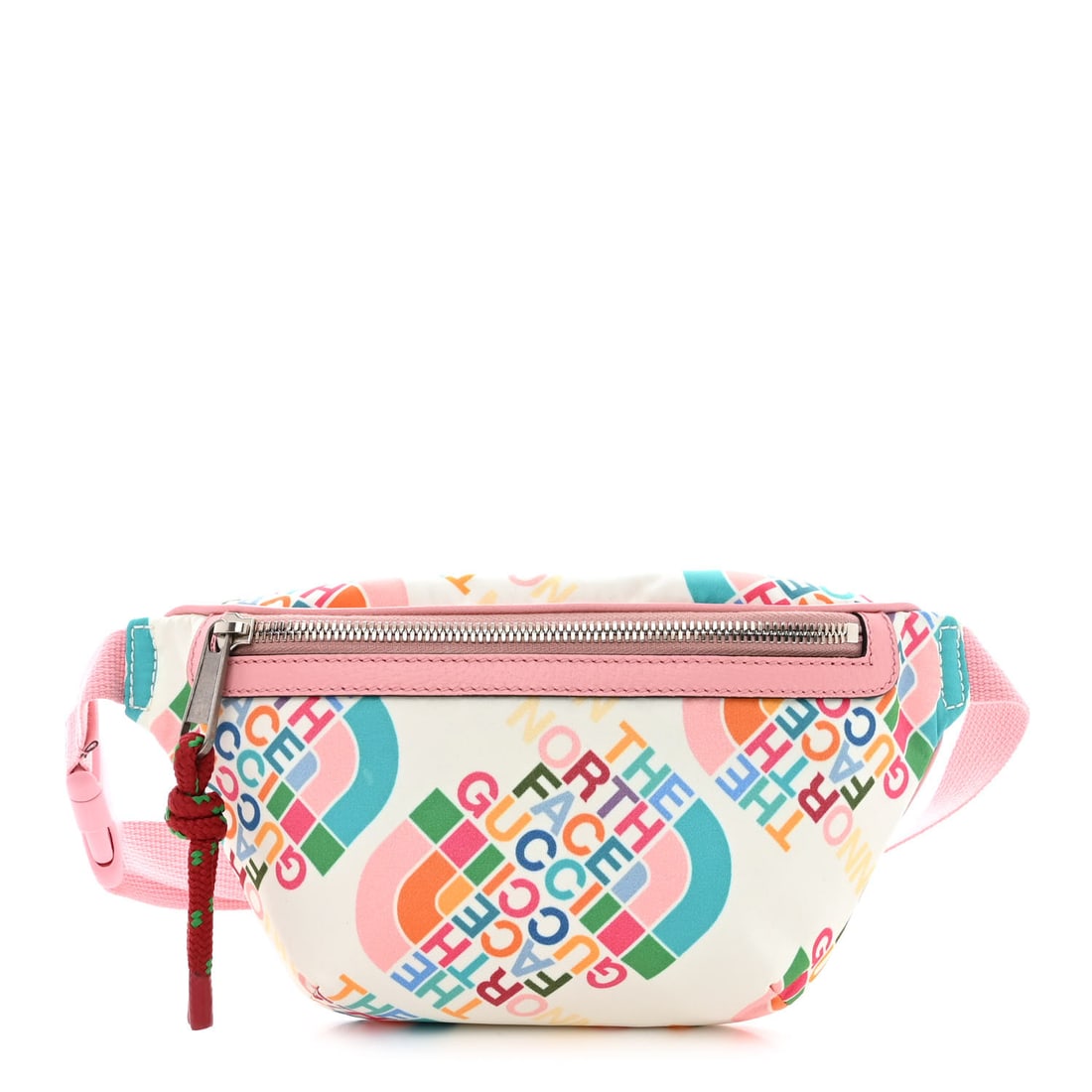 X THE NORTH FACE Econyl: Gucci X THE NORTH FACE Econyl Nylon Arleq Belt Bag Ivory Turquoise Wild Rose Brand: GUCCI Condition: Excellent Condition Details: Exterior: Frayed, marks, surface wear, Handle: Surface wear, edge wear
