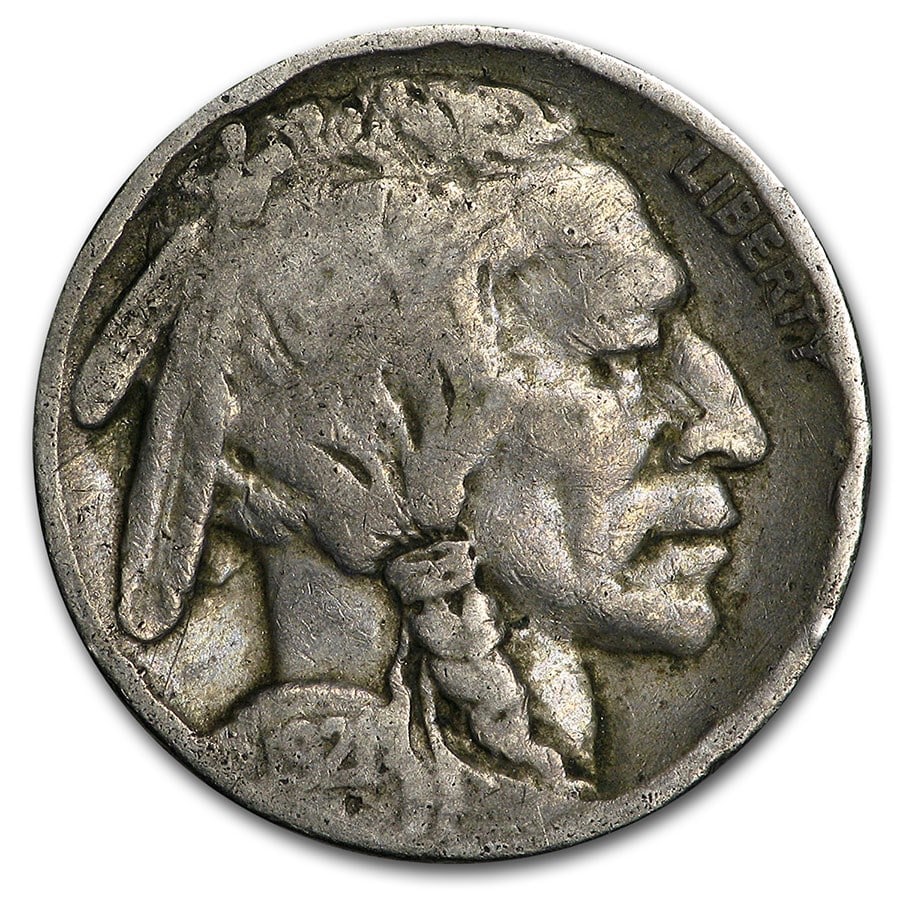 1921 Buffalo Nickel Good-VG: 1921 Buffalo Nickel Good-VG SKU no: RBJ7952 Year: 1921 Grade: Good Grade Service: None Denomination: $0.05 Mint Mark: P - Philadelphia (Not Shown) Metal Content: 0 troy oz Purity