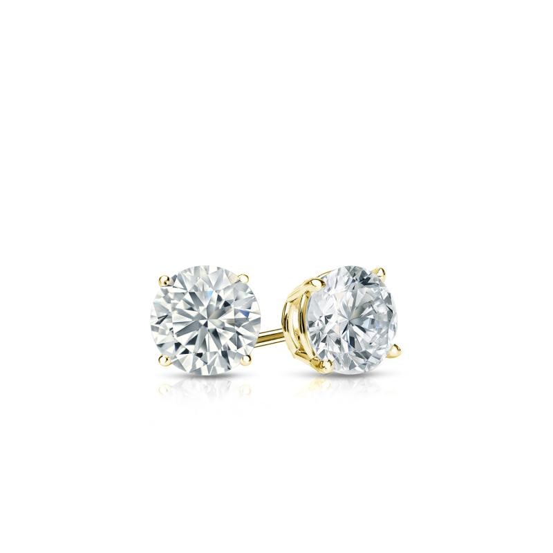 Natural 0.20 CTW Diamond Stud Earrings 18K Yellow Gold: Natural 0.20 CTW Diamond Stud Earrings 18K Yellow Gold Item No: RB020-AA12 Metal: 18K Yellow Gold Setting: 4-Prong Basket Backing: Push Back, Screw Back Origin: Handcrafted in the USA DIA