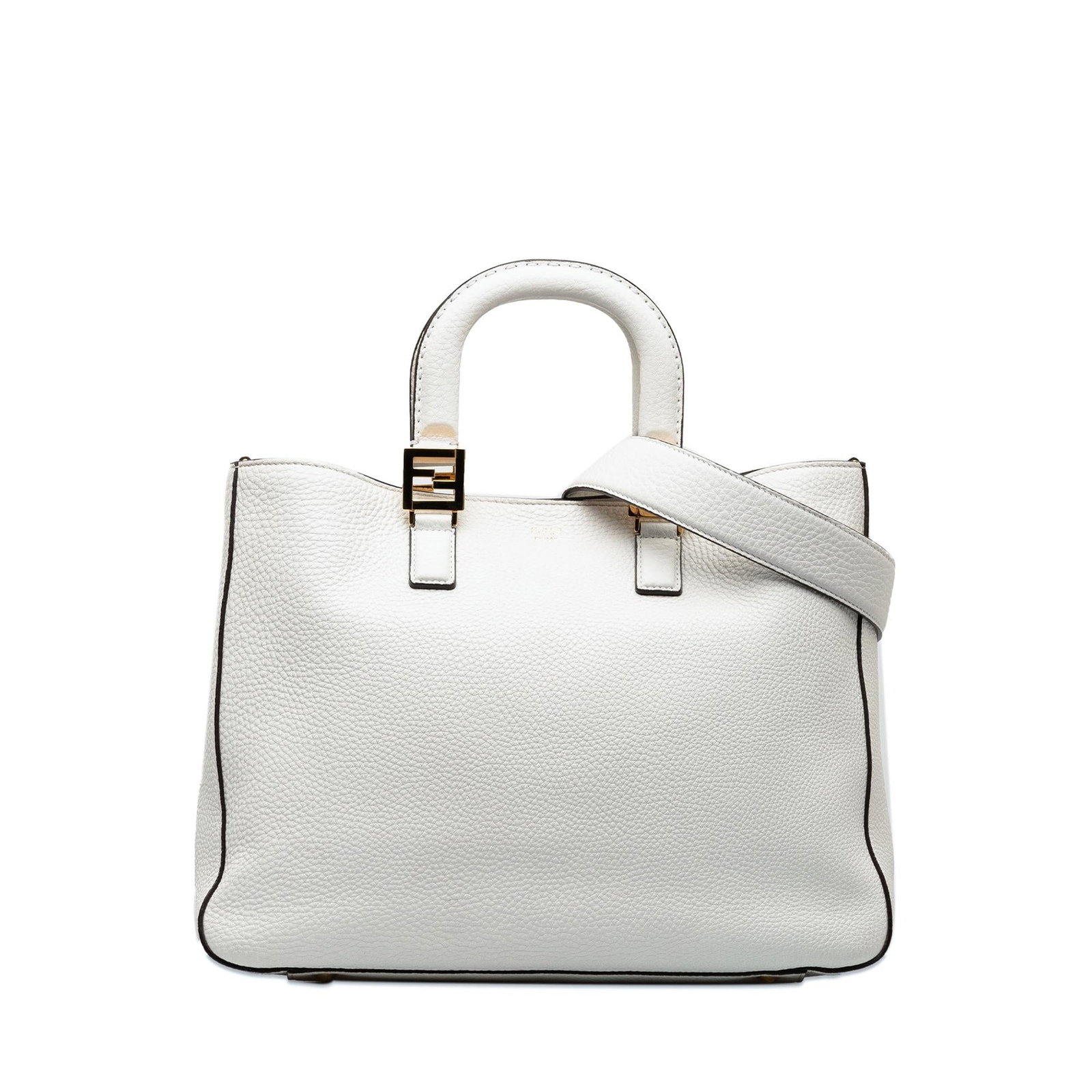 Fendi Medium Selleria FF Tote: Fendi Medium Selleria FF Tote Condition Quality: Exterior Front stained with Other. Exterior Back stained with Other. Exterior Bottom stained with Other. Exterior Handle Worn. Exterior Handle stained