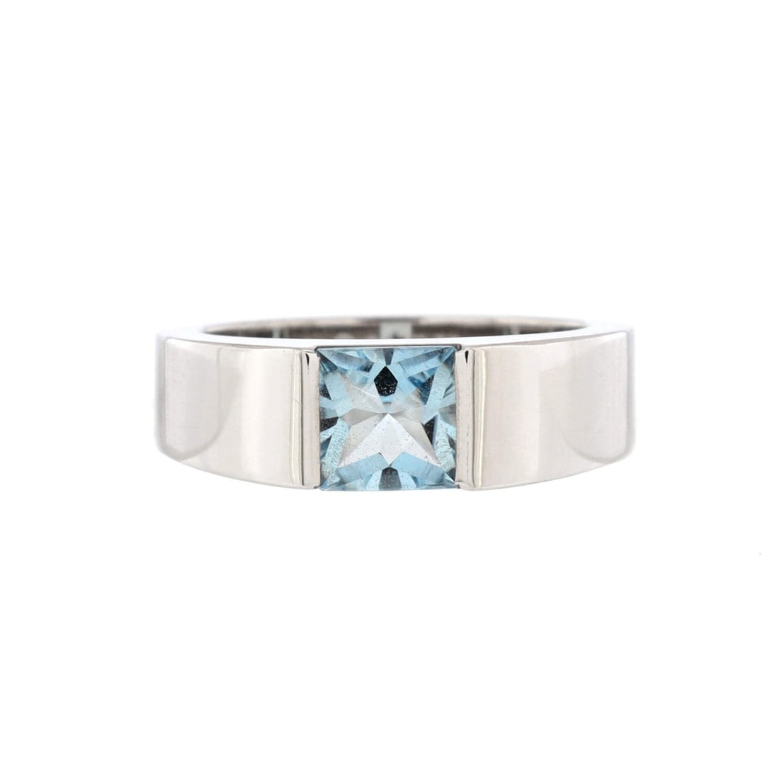 Cartier Tank Ring 18K White: Cartier Tank Ring 18K White Gold and Aquamarine Small Metal Type: 18K White Gold Metal Finish: High Polish Hallmarks Type: 750, Designer Signature, Makers Mark, Serial Number, Size Signature / Hallmar