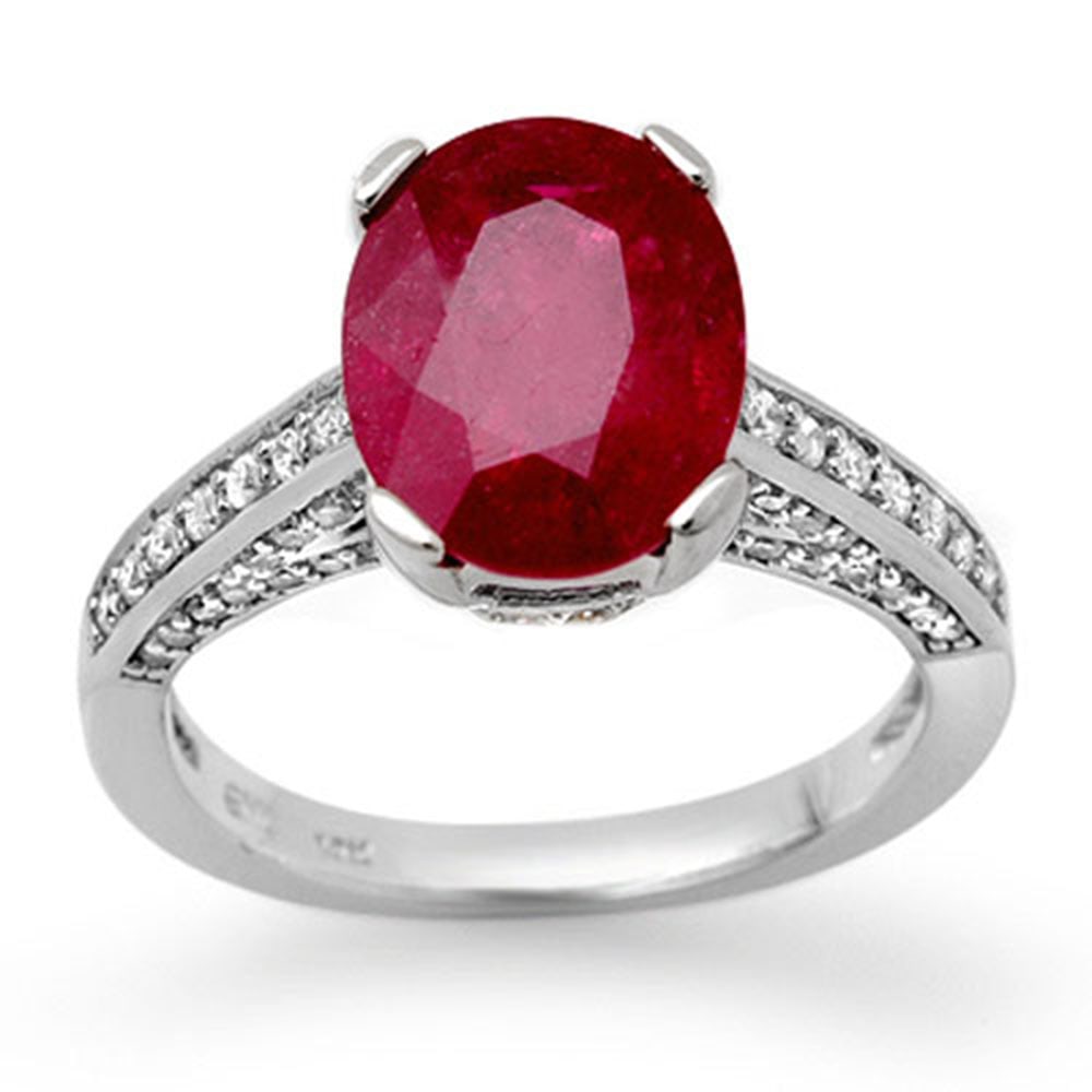 2.80 ctw Ruby & Diamond Ring 18k White Gold: 2.80 ctw Ruby & Diamond Ring 18k White Gold Item: Ruby Ring Total Gem weight: 2.8 carats Metal: Solid 18k White Gold Gold Product Weight: Approx. 5.9 grams Jewelry Note: Ring Size is 6.75