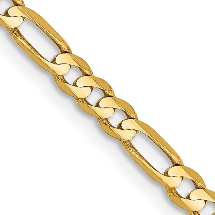 10K Yellow Gold 3mm Concave: 10K Yellow Gold 3mm Concave Figaro Chain - 24 in. SKU no: RBJ264871 Metal: Gold Purity: 10K Finish: Polished Length Of Item: 24 in Chain Type: Figaro Chain Length: 24 in Chain Wi