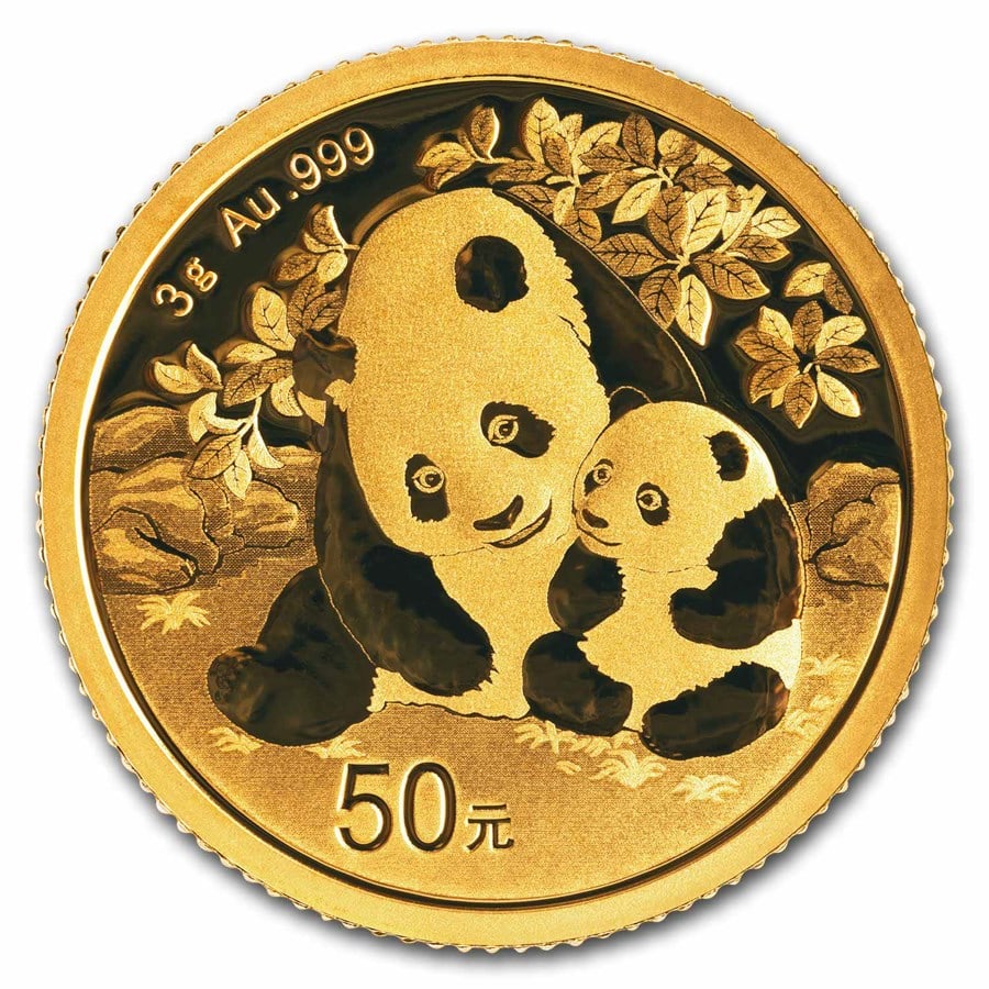 2024 China 3 gram Gold: 2024 China 3 gram Gold Panda BU (Sealed) SKU no: RBJ286167 Year: 2024 Grade: Brilliant Unc Grade Service: None Denomination: 50 Yuan Mint Mark: Not Shown Metal Content: 0.0964 troy oz