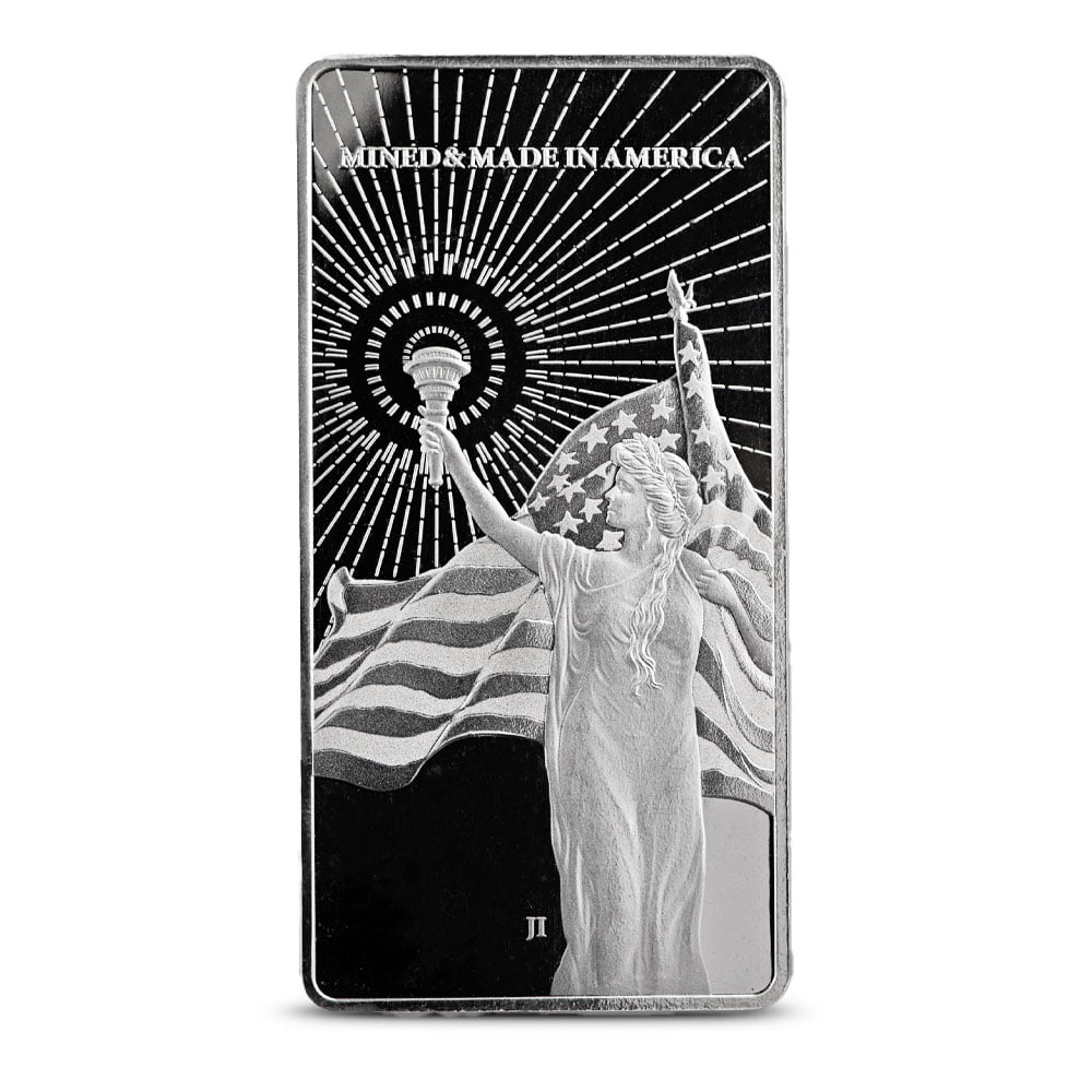 10 oz American Reserve Columbia: 10 oz American Reserve Columbia Goddess Silver Bar (New) SKU no: RBJ6065810 Mint Mark: AR - Asahi Refining Purity: 0.9999 Manufacturer: Asahi Thickness: 7.39 mm Condition: New Obverse Des