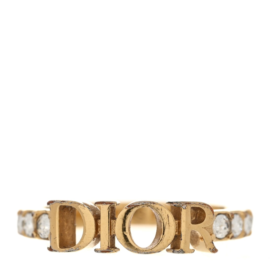 Christian Dior Metal Crystal Dio(R)evolution: Christian Dior Metal Crystal Dio(R)evolution Ring S 50 5.25 Gold Brand: CHRISTIAN DIOR Condition: Shows Wear Condition Details: Hardware: Scratch(es), tarnished, plating wear, nick(s), Box, Pouch, Due
