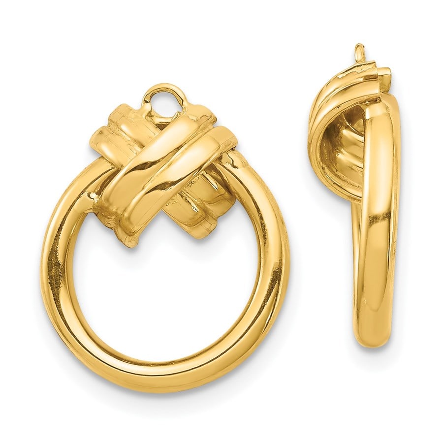 14K Dangle Earring Jacket -: 14K Dangle Earring Jacket - 17.48 mm SKU no: RBJ223489 Metal: Gold Purity: 14K Finish: Polished Length Of Item: 17.48 mm Earring Type: Earring Jackets & Enhancers