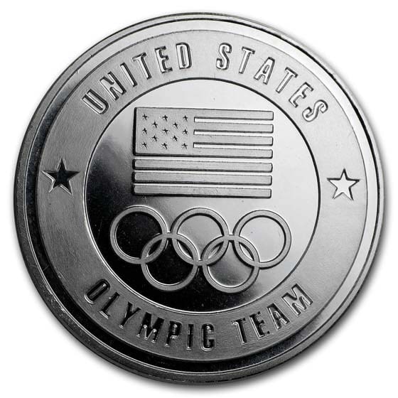 1 oz Silver Round -: 1 oz Silver Round - U.S. Olympic Team SKU no: RBJ192809 Year: N/A Grade: None Grade Service: None Mint Mark: N/A - Not Available Metal Content: 1 troy oz Purity: .999 Thickness: