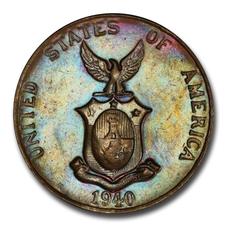 1940-M Philippines Centavo MS-63 PCGS: 1940-M Philippines Centavo MS-63 PCGS (Brown) SKU no: RBJ285798 Year: 1940 Grade Service: PCGS Denomination: 1 Centavo Metal Content: 0 troy oz Purity: None Diameter: 0 mm