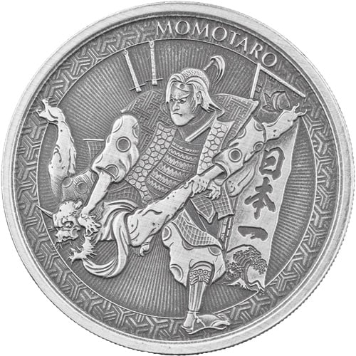 2020 1 oz Antique Samoa: 2020 1 oz Antique Samoa Silver Momotaro and Demon Subdued in Ukiyoi Coin SKU no: RBJ4876992 Year: 2020 Mint Mark: Not Shown Purity: .9999 Manufacturer: Scottsdale Mint Diameter: 39mm Cond
