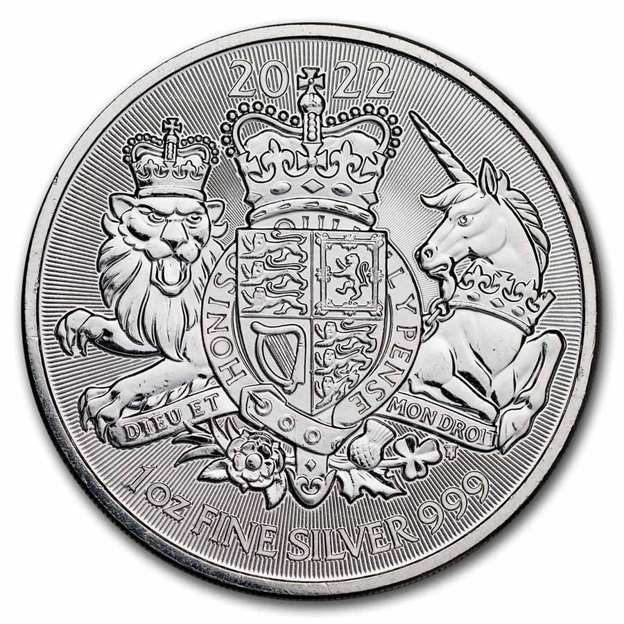 2022 Great Britain 1 oz: 2022 Great Britain 1 oz Silver The Royal Arms BU - Damaged SKU no: RBJ262758 Year: 2022 Grade: Brilliant Unc Grade Service: None Denomination: 2 Pounds Mint Mark: Not Shown Metal Content: