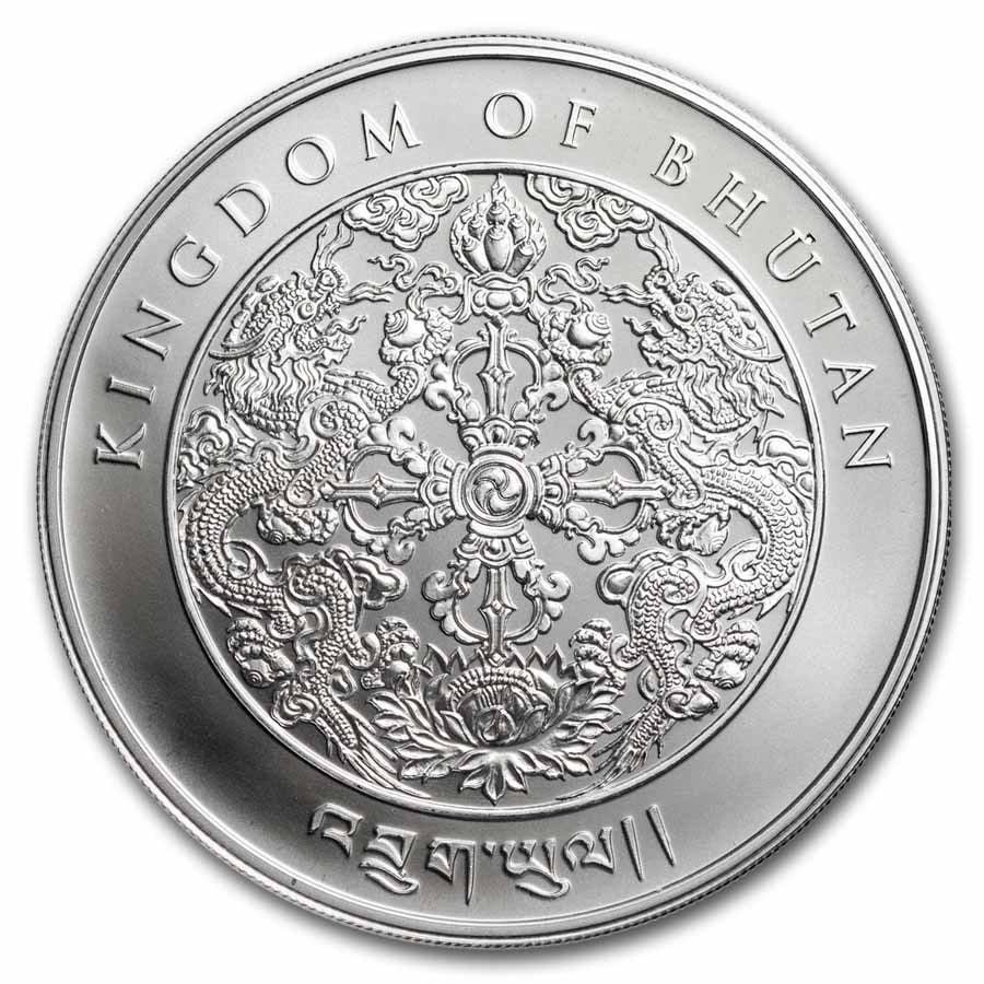 2024 Bhutan 1 oz Silver: 2024 Bhutan 1 oz Silver Lunar Dragon BU SKU no: RBJ284597 Year: 2024 Grade: Brilliant Unc Grade Service: None Denomination: Nu. 200 Mint Mark: Not Shown Metal Content: 1 troy oz