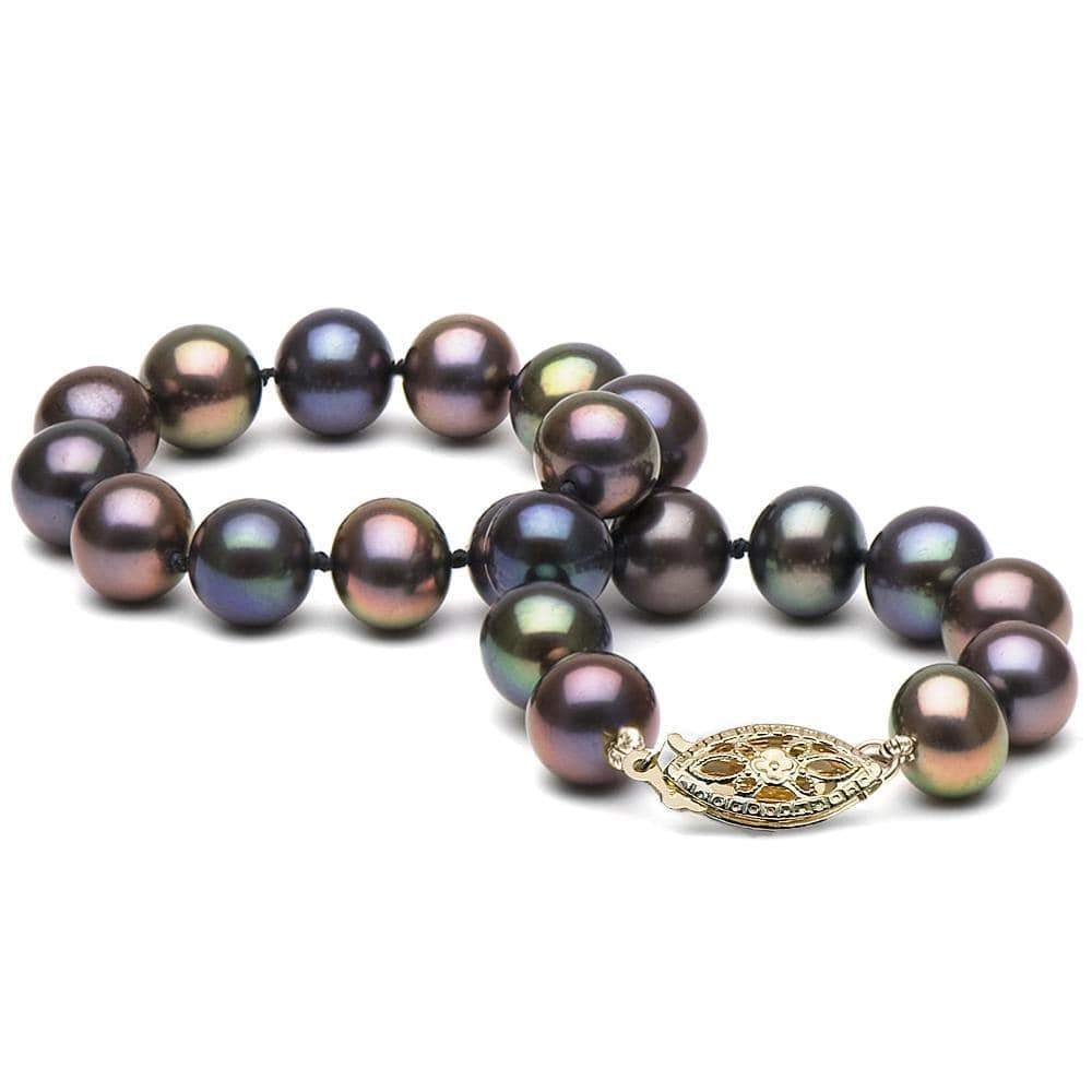 Black Freshwater Pearl Bracelet, 7.5-8.0mm: Black Freshwater Pearl Bracelet, 7.5-8.0mm AA+ / 14kt Yellow Gold
