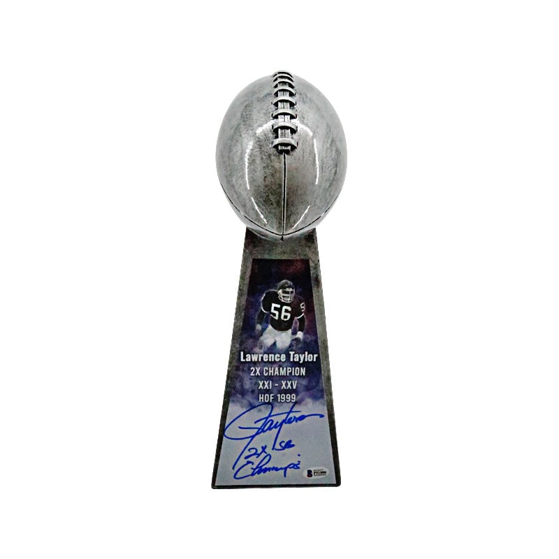 lawrence taylor new york giants autographed signed inscribed replica lombardi trophy (beckett COA: lawrence taylor new york giants