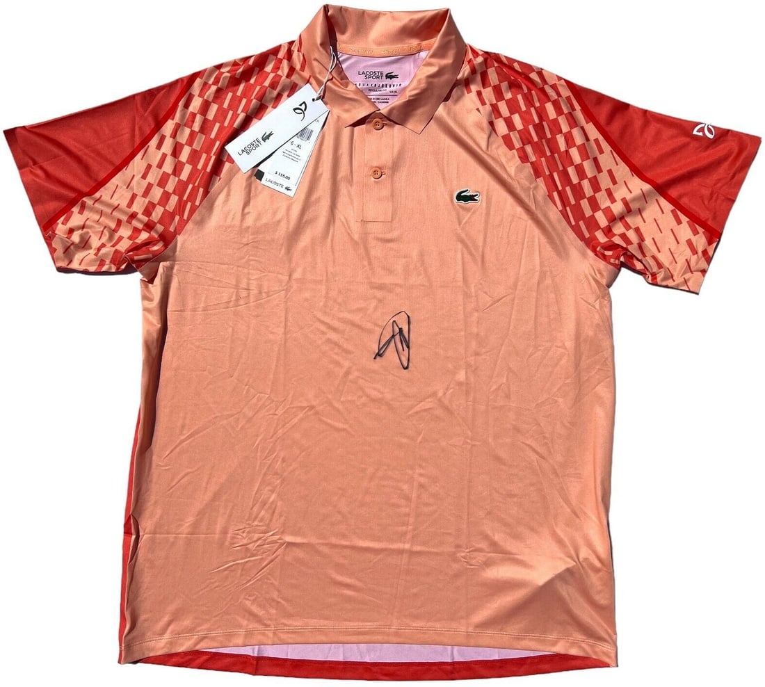 novak djokovic signed lacoste shirt polo australian open 2023 wimbledon JSA: novak djokovic signed lacoste shirt