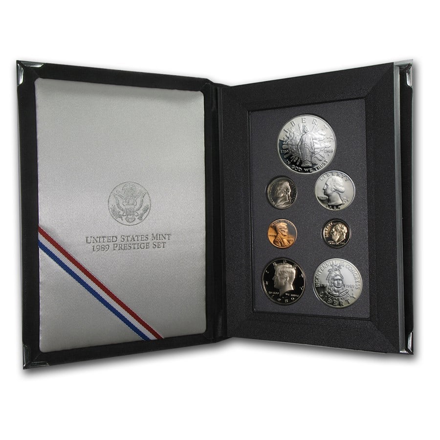 1989-S U.S. Mint Prestige Proof: 1989-S U.S. Mint Prestige Proof Set SKU no: RBJ1217 Year: 1989 Grade: Proof Grade Service: None Denomination: Varies Mint Mark: S - San Francisco Metal Content: 0.7734 troy oz Pu