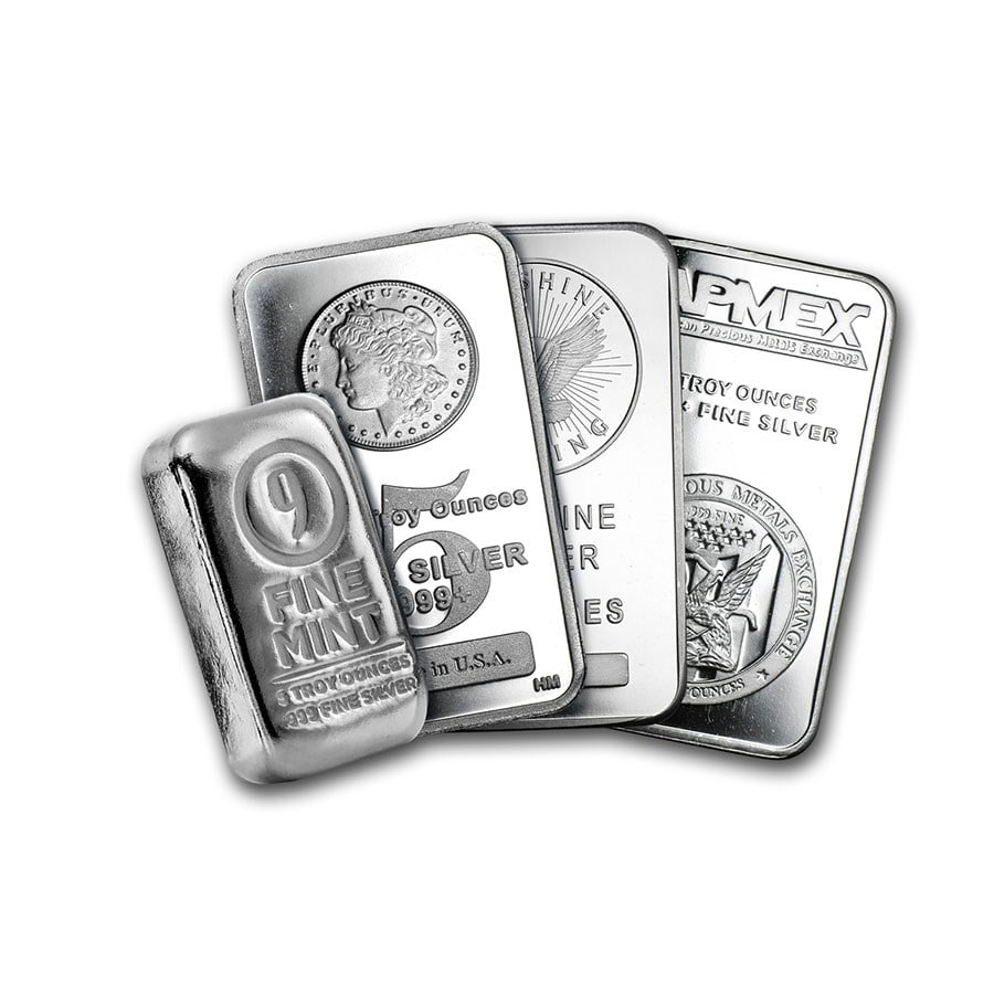 5 oz Silver Bar -: 5 oz Silver Bar - Secondary Market SKU no: RBJ10449 Year: N/A Grade: None Grade Service: None Denomination: 5 oz Mint Mark: N/A - Not Available Metal Content: 5 troy oz Purity: .