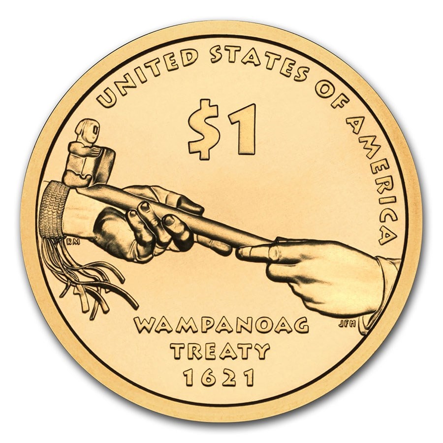 2011-P Native Amer $1 -: 2011-P Native Amer $1 - Wampanoag Treaty BU SKU no: RBJ201513 Year: 2011 Grade: Brilliant Unc Grade Service: None Denomination: 1 Dollar Mint Mark: P - Philadelphia Metal Content: 0 troy