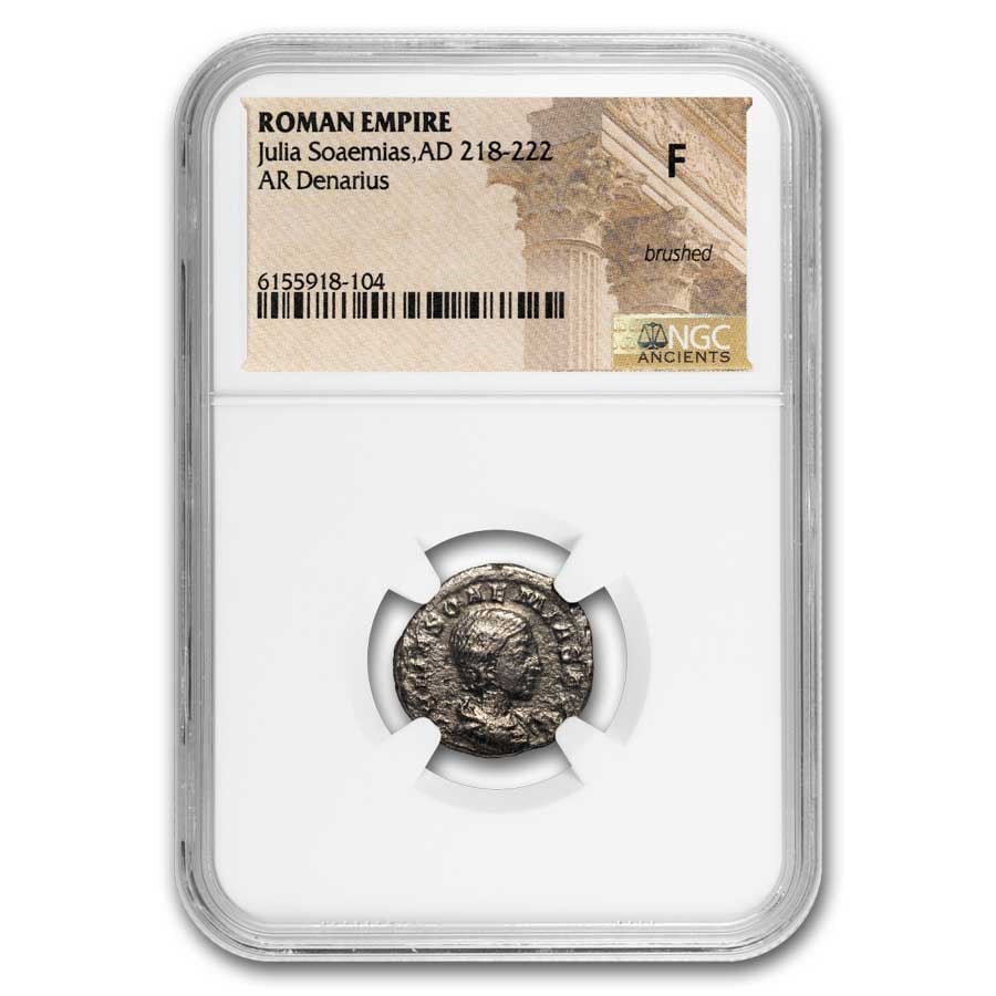 Rome AR Denarius Julia Soaemias: Rome AR Denarius Julia Soaemias 218-22 AD Fine NGC (Random Coin) SKU no: RBJ296540 Year: 218-222 AD Grade: Fine Grade Service: NGC Denomination: AR Denarius Mint Mark: Not Shown Metal Con
