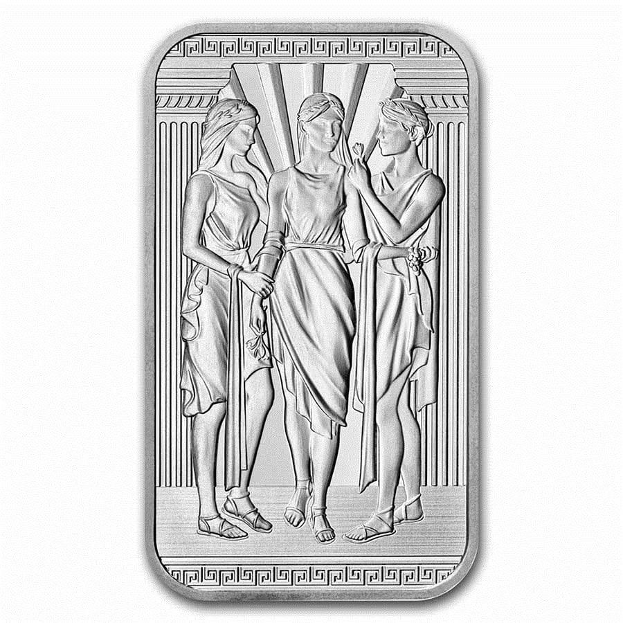 1 oz Silver Bar -: 1 oz Silver Bar - The Royal Mint Three Graces SKU no: RBJ253807 Year: NA Grade: None Grade Service: None Denomination: NA Mint Mark: N/A - Not Available Metal Content: 1 troy oz