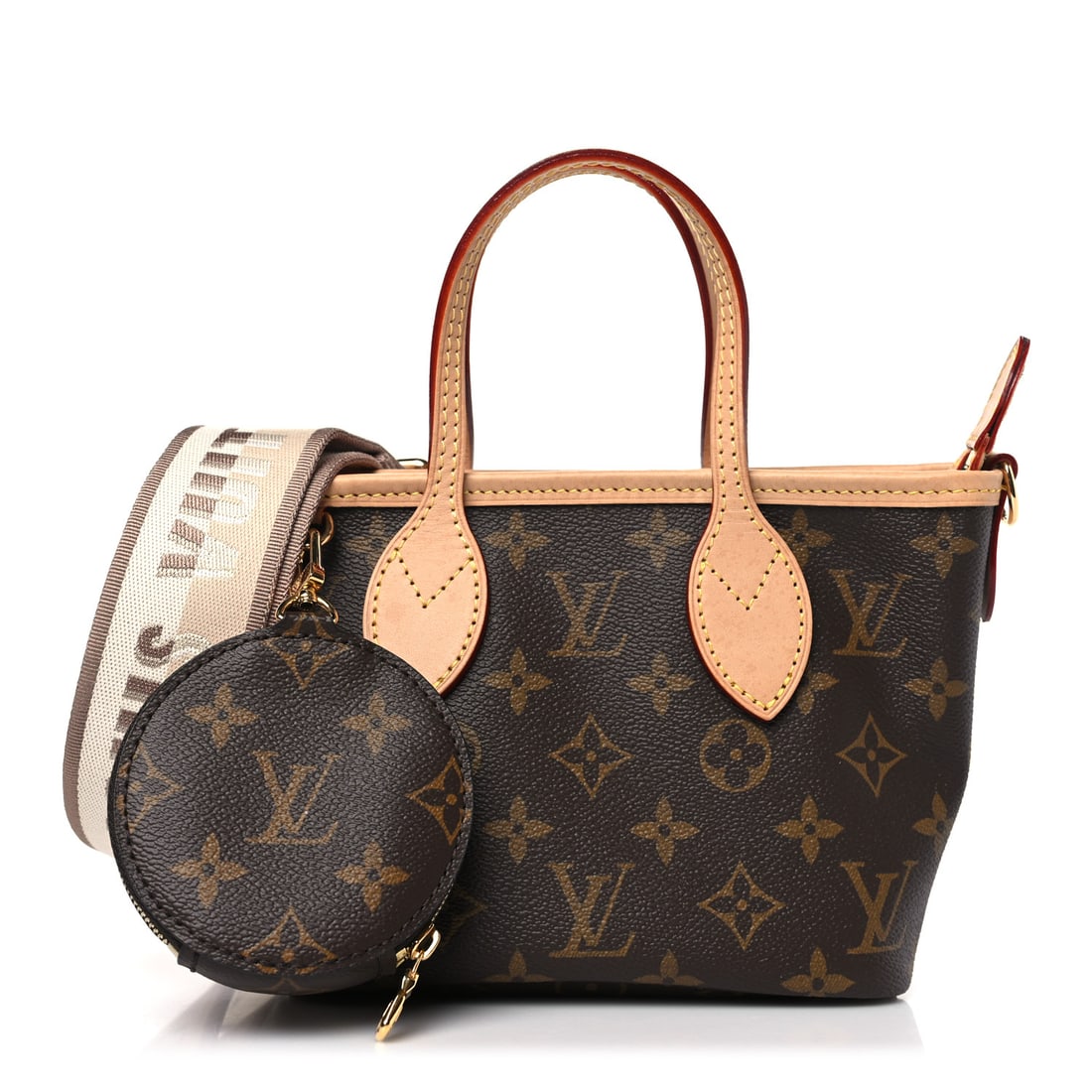 Louis Vuitton LOUIS VUITTON Monogram: Louis Vuitton LOUIS VUITTON Monogram Neverfull BB Beige Brand: LOUIS VUITTON Condition: Excellent Condition Details: Handle: Liquid marks, Exterior: Liquid marks, , Dust bag, Box, Strap, Removable pou