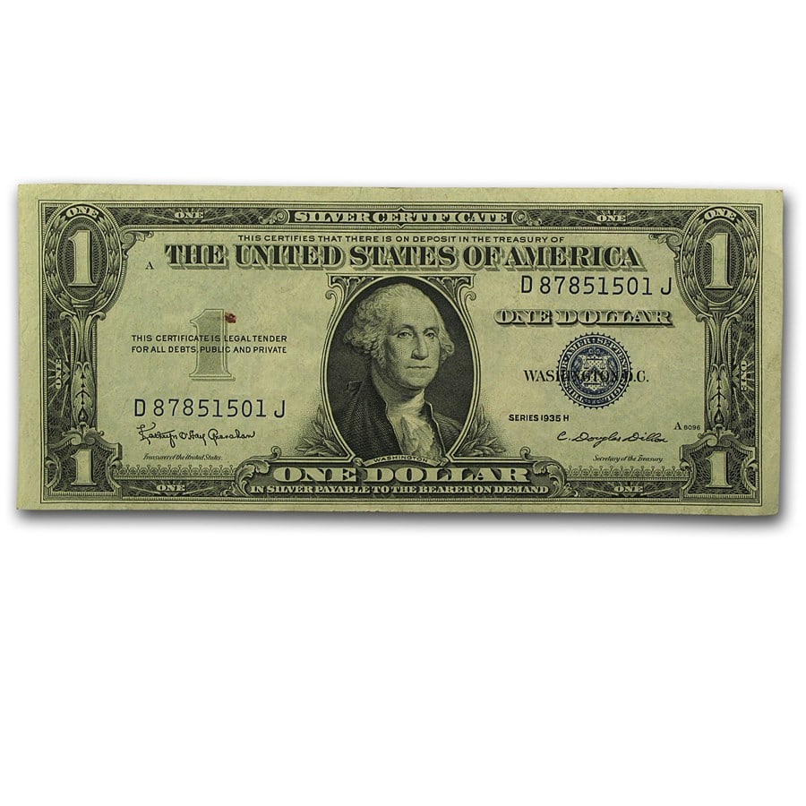 1935-H $1.00 Silver Certificate XF (Fr#1618): 1935-H $1.00 Silver Certificate XF (Fr#1618) SKU no: RBJ15122 Year: 1935 Grade: Extra Fine Grade Service: None Denomination: $1.00 Dollar Mint Mark: N/A - Not Available Metal Content: 0 t