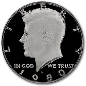 1980-S Kennedy Half Dollar Gem Proof: 1980-S Kennedy Half Dollar Gem Proof SKU no: RBJ6097 Year: 1980 Grade: Proof Grade Service: None Denomination: 50 Cents Mint Mark: S - San Francisco Metal Content: 0 troy oz Puri