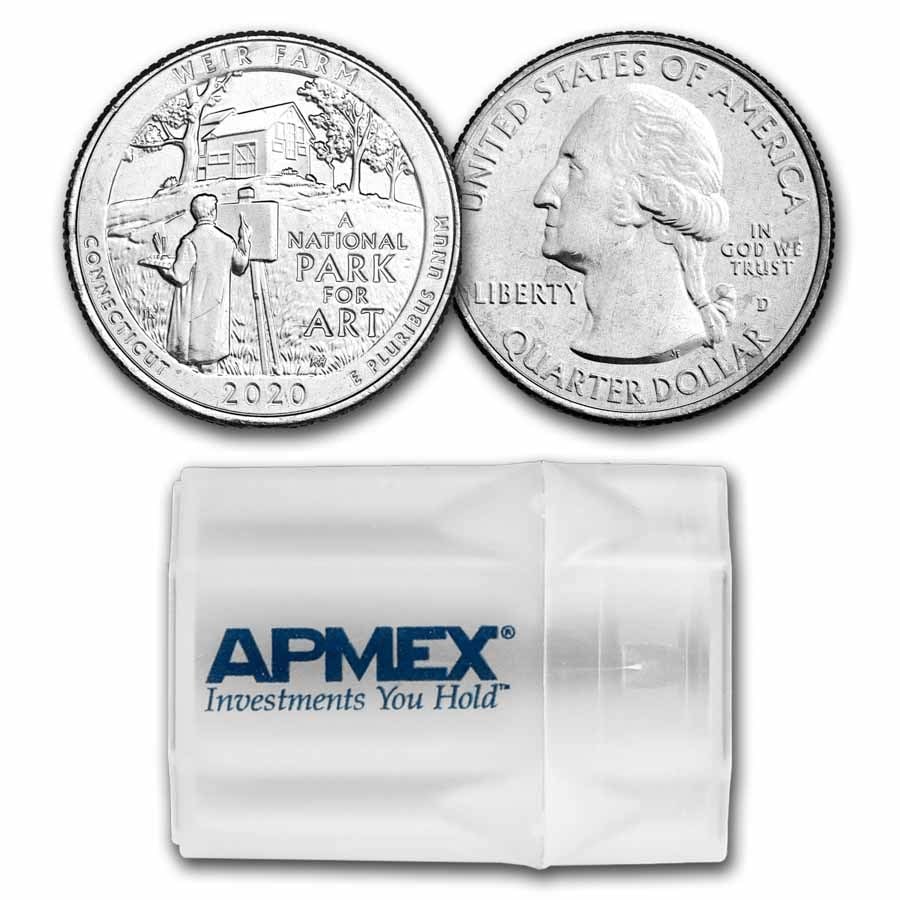 2020-D ATB Quarter Weir Farm National: 2020-D ATB Quarter Weir Farm National Historic Site 40-Coin Roll SKU no: RBJ225030 Year: 2020 Grade: Brilliant Unc Grade Service: None Denomination: 25 Cents Mint Mark: D - Denver Metal C