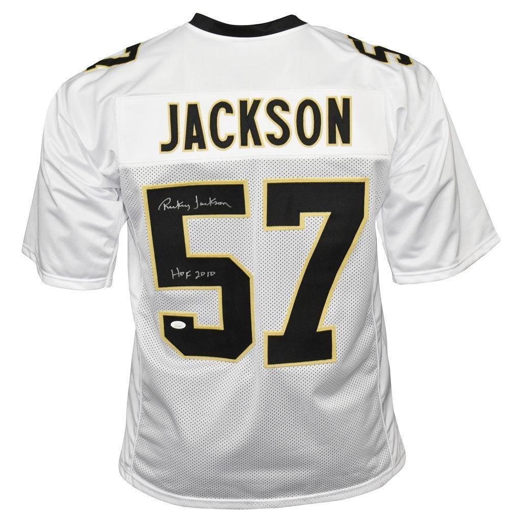 rickey jackson signed HOF 2010: rickey jackson signed HOF 2010 inscription new orleans white football jersey (js Rickey Jackson Signed HOF 2010 Inscription New Orleans White Football Jersey (JS