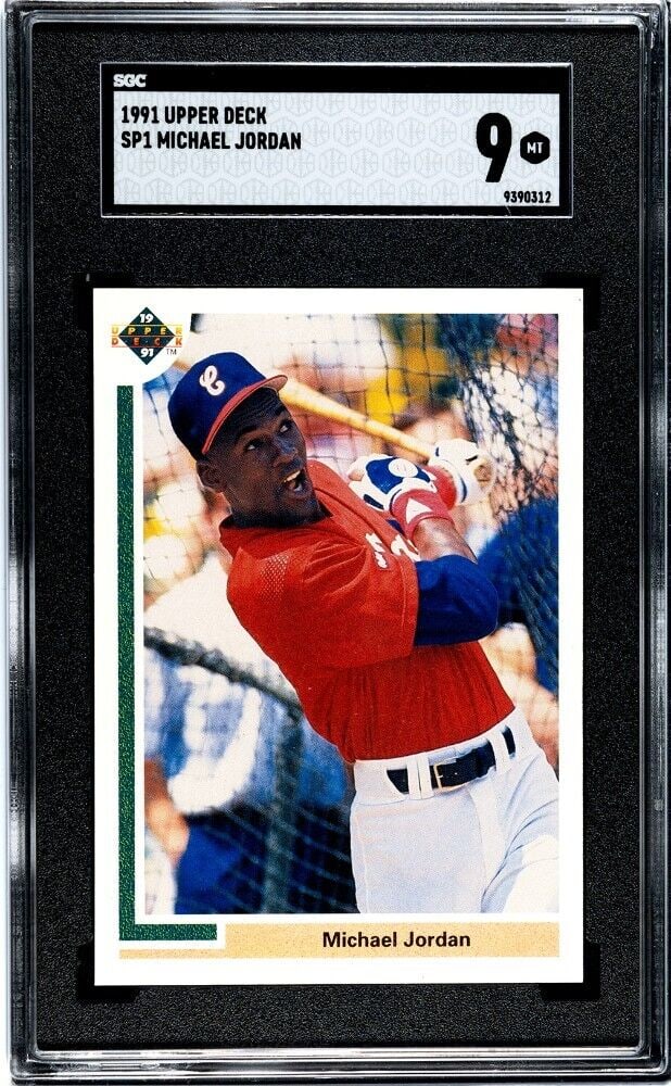 michael jordan 1991 upper deck: michael jordan 1991 upper deck MLB baseball rookie card #sp1- SGC graded 9 mint Michael Jordan 1991 Upper Deck MLB Baseball Rookie Card #SP1- SGC Graded 9 Mint