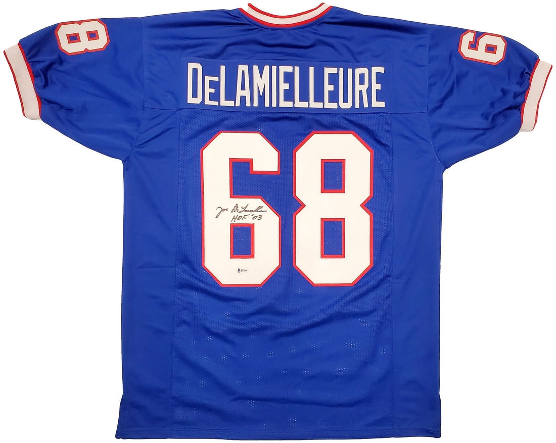 buffalo bills joe delamielleure autographed: buffalo bills joe delamielleure autographed blue jersey "hof 03" beckett 196490 BUFFALO BILLS JOE DELAMIELLEURE AUTOGRAPHED BLUE JERSEY "HOF 03" BECKETT 196490