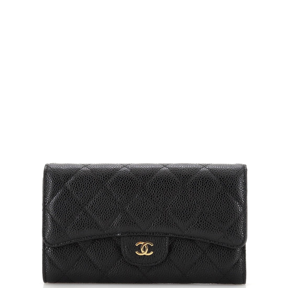 Chanel Trifold Classic Flap Wallet Quilted: Chanel Trifold Classic Flap Wallet Quilted Caviar Long Exterior Color: Black Interior Color: Red Exterior Material: Leather Interior Material: Leather Hardware Color: Gold Accessories: Authenticit