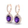 3.50 ctw Amethyst & Micro Pave VS/SI Diamond Earrings 14k Rose Gold