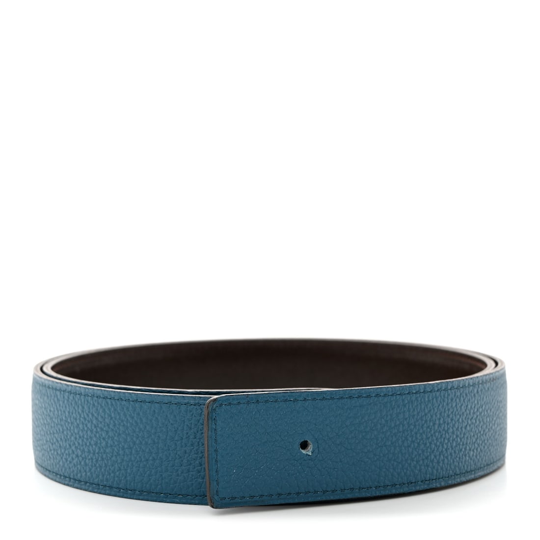 Hermes Box Togo 32mm Belt: Hermes Box Togo 32mm Belt Strap 90 Chocolate Bleu Izmir Brand: HERMES Condition: Excellent Condition Details: Exterior: Creases, scuffs, , Box Length: 41 in Height: 1.25 in SKU no: RBJ1487284