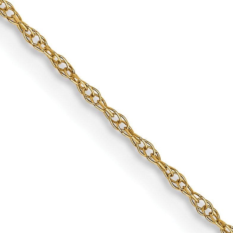 10K Yellow Gold .6 mm Carded: 10K Yellow Gold .6 mm Carded Cable Rope Chain - 18 in. SKU no: RBJ264698 Metal: Gold Purity: 10K Finish: Polished Length Of Item: 18 in Chain Type: Cable Chain Length: 18 in Chai
