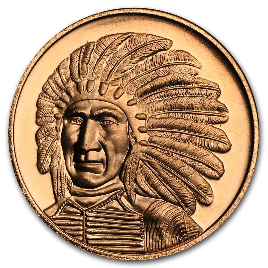 1 oz Copper Round - Red: 1 oz Copper Round - Red Cloud SKU no: RBJ95703 Year: N/A Grade: None Grade Service: None Mint Mark: None Metal Content: 1 AVDP oz Purity: .999 Thickness: 3.3 mm Diameter