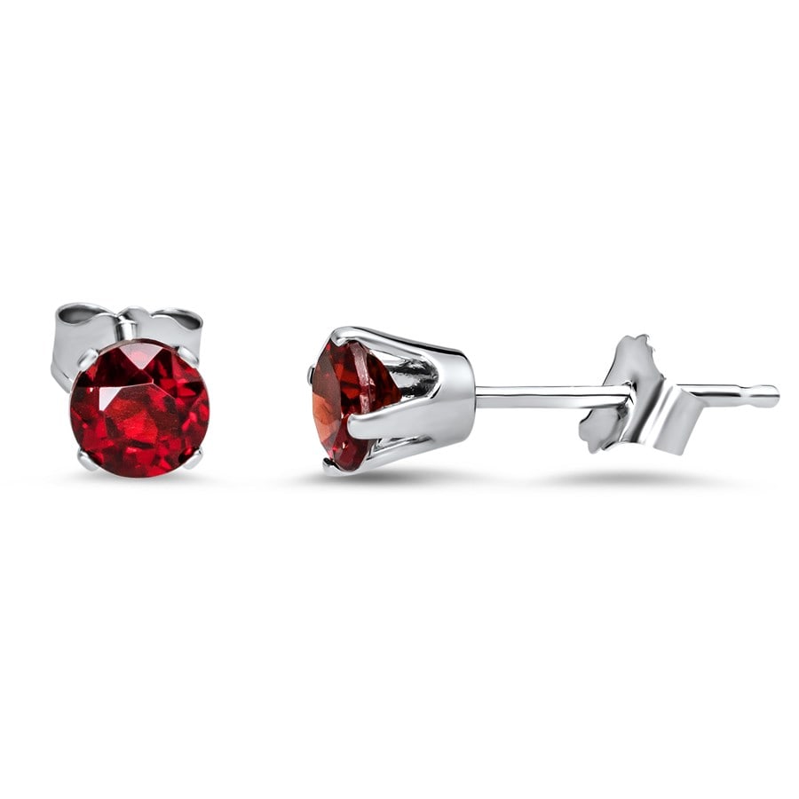 14k White Gold 4 mm Ruby: 14k White Gold 4 mm Ruby Stud Earrings SKU no: RBJ101897 Metal: White Gold Purity: 14k Length Of Item: 10 mm Clasp/Connector: Post Plating: Rhodium Plated