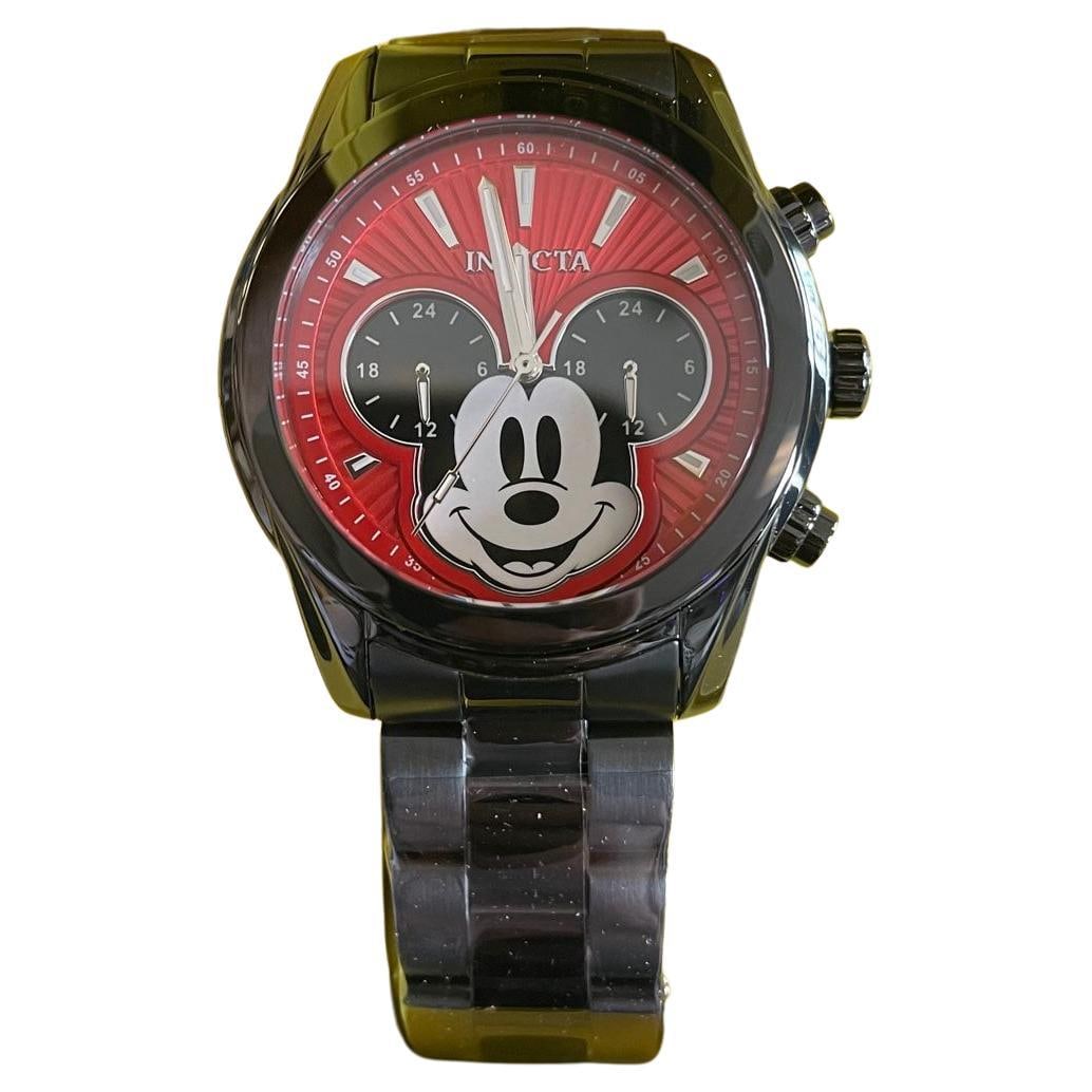 Disney Invicta Mens Mickey Mouse Quartz: Disney Invicta Mens Mickey Mouse Quartz Black Red Stainless Steel Watch Brand: Walt Disney Strap Material: Stainless Steel Case Shape: Round Movement: Quartz Style: Modern Period: 21st Century <br