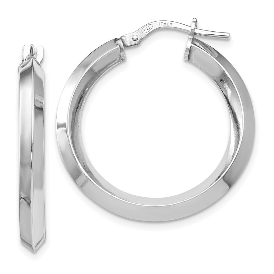 Sterling Silver Polished Hoop Earrings -: Sterling Silver Polished Hoop Earrings - 28 mm SKU no: RBJ223335 Metal: Sterling Silver Purity: .925 Finish: Polished Length Of Item: 28 mm Earring Closure: Wire & Clutch Earring Type: Ho